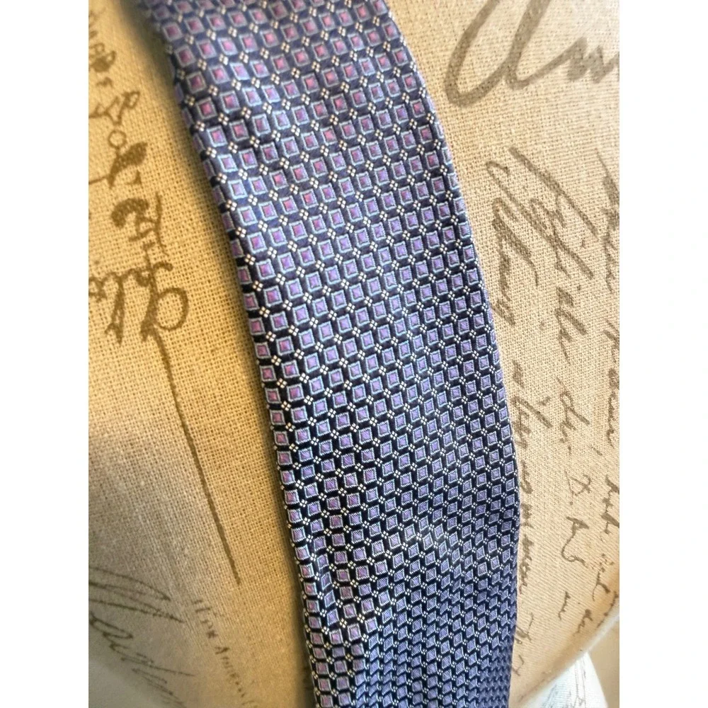 Brooks Brothers‎ Mens Silk Tie Purple Blue Geometric Diamond Italy Fabric USA